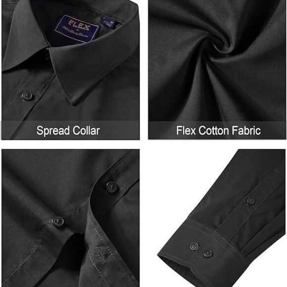 Men's Dress Shirts Stretch Stain Shield Long Sleeve Solid Formal Shirt Business - Picture 4 of 4